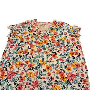 Woman Within Plus Size 3X‎ (30) Floral V-Neck Tunic Top Multicolor Casual s